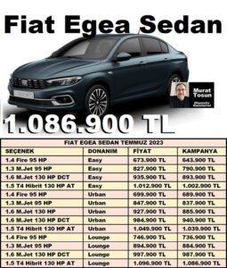 Fiat Egea Temmuz 2023 Fiyat Listesi