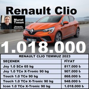 Renault Clio Temmuz 2023 Fiyatları