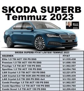 Skoda Superb Temmuz 2023 Fiyat Listesi