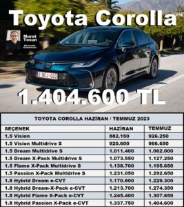 Toyota Corolla Sedan Temmuz 2023