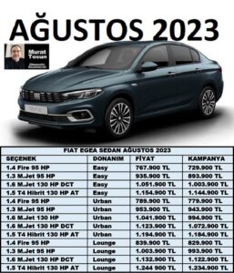 Fiat Egea Fiyat Listesi Ağustos 2023