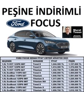 Ford Focus Fiyat Listesi Ağustos 2023