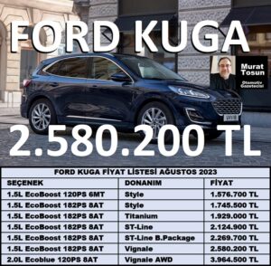Ford Kuga Fiyat Listesi Ağustos 2023
