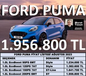 Ford Puma Fiyat Listesi Ağustos 2023