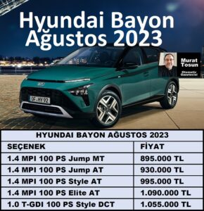 Hyundai Bayon Ağustos 2023 Fiyat Listesi