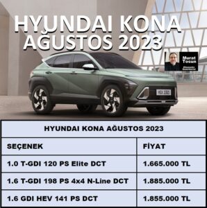 Hyundai Kona Fiyat Listesi Ağustos 2023