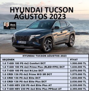 Hyundai Tucson Fiyat Listesi Ağustos 2023