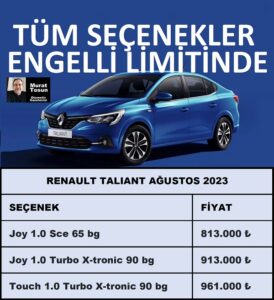 Renault Taliant Fiyat Listesi Ağustos 2023