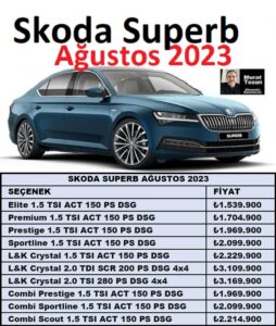 Skoda Superb Fiyat Listesi Ağustos 2023