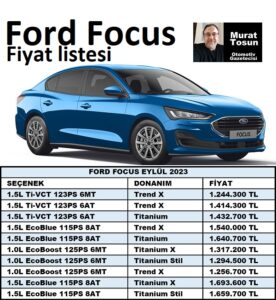 Ford Focus Fiyat Listesi Eylül 2023