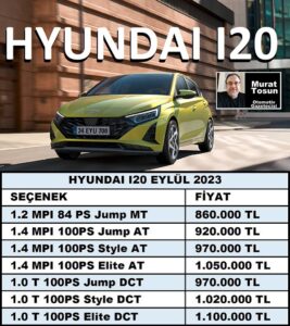 Hyundai i20 Fiyat Listesi Eylül 2023
