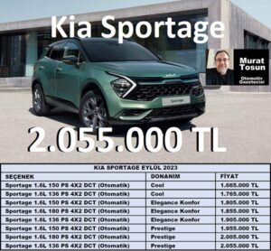 Kia Sportage Eylül 2023 Fiyat Listesi