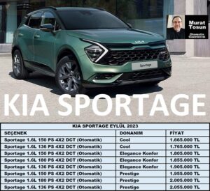 Kia Sportage Fiyat Listesi Eylül 2023