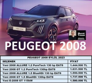 Peugeot 2008 Fiyat Listesi Eylül 2023