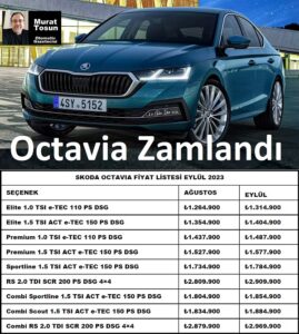 Skoda Octavia Fiyat Listesi Eylül 2023