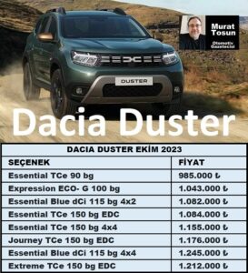 0 km araba kampanyaları Ekim Duster