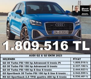 Audi Fiyat Listesi Ekim 2023