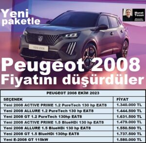 Peugeot 2008 Fiyat Listesi Ekim 2023