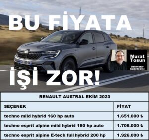 Renault Austral Fiyat Listesi Ekim 2023