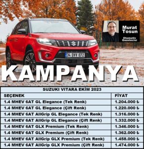 Suzuki Vitara Fiyat Listesi Ekim 2023