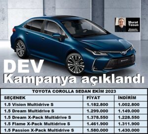 Toyota Corolla Fiyat Listesi Ekim 2023