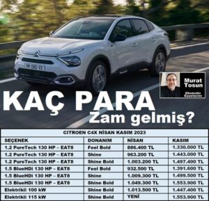 Citroen C4X Fiyat Listesi Kasım 2023