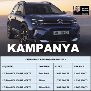 Citroen C5 Aircross Fiyatları Kasım 2023