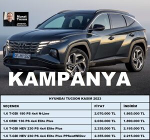 Hyundai Tucson Fiyat Listesi Kasım 2023