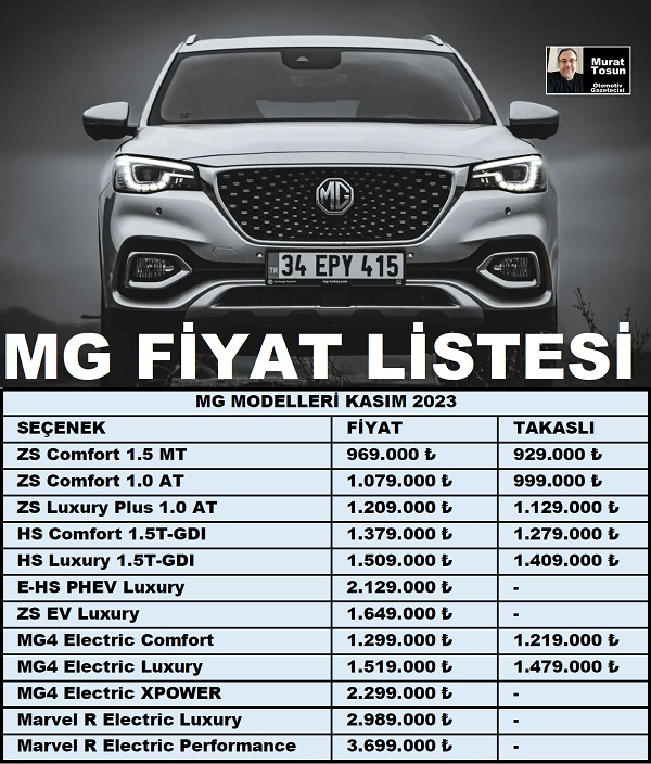 MG Fiyat Listesi Kasım 2023. 2023 MG 0 km. 0 km MG 2023 Fiyat.