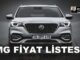 MG Fiyat Listesi Kasım 2023