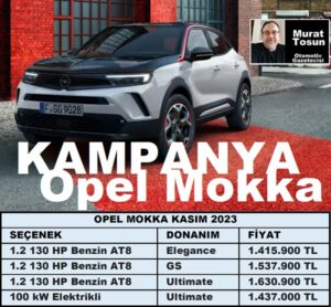 Opel Mokka Fiyat Listesi Kasım 2023