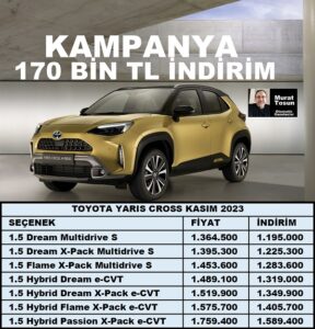 Toyota Yaris Cross Fiyatlar Kasım 2023