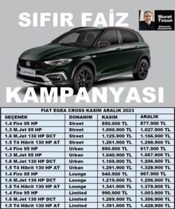 Fiat Egea Cross Kampanya Aralık 2023