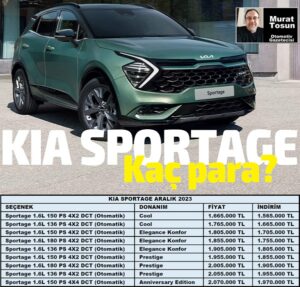 Kia Sportage Fiyat Listesi Aralık 2023