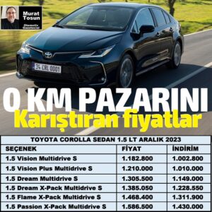 Toyota Corolla Fiyat Listesi Aralık 2023