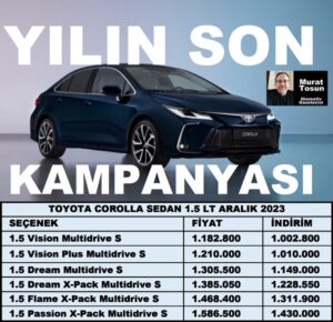 Toyota Corolla Sedan Kampanya Aralık 2023