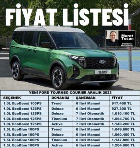 Yeni Ford Tourneo Courier fiyat listesi