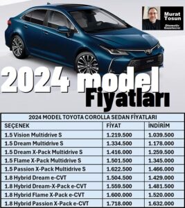 2024 Toyota Corolla Fiyat Listesi Ocak