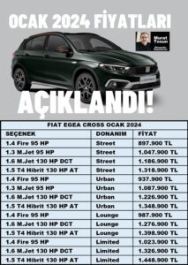 Fiat Egea Cross Fiyat Listesi 2024