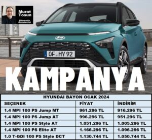 Hyundai Bayon Fiyat Listesi Ocak 2024