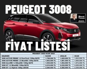 Peugeot 3008 Fiyat Listesi Ocak 2024