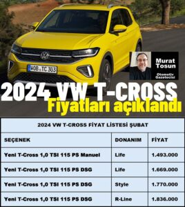 2024 Volkswagen T Cross fiyat listesi