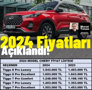 Chery Tiggo Fiyat Listesi Şubat 2024