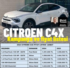 Citroen C4X Fiyat Listesi 2024