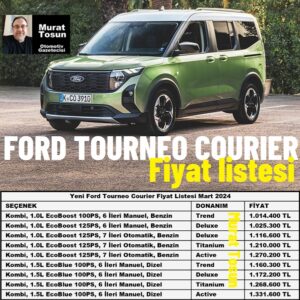 Ford Tourneo Courier Fiyatlar Mart 2024