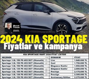 Kia Sportage Fiyat Listesi Mart 2024