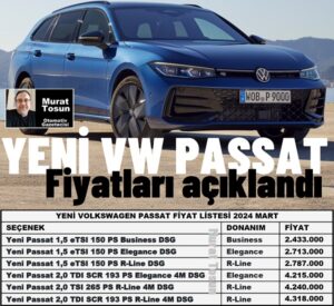Yeni Volkswagen Passat Fiyat Listesi 2024