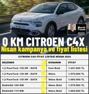 Citroen C4x Fiyat Listesi Nisan 2024