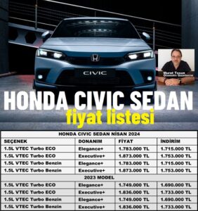 Honda Civic Fiyat Listesi Nisan 2024