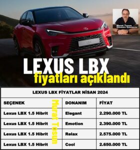 Lexus LBX Fiyat Listesi 2024